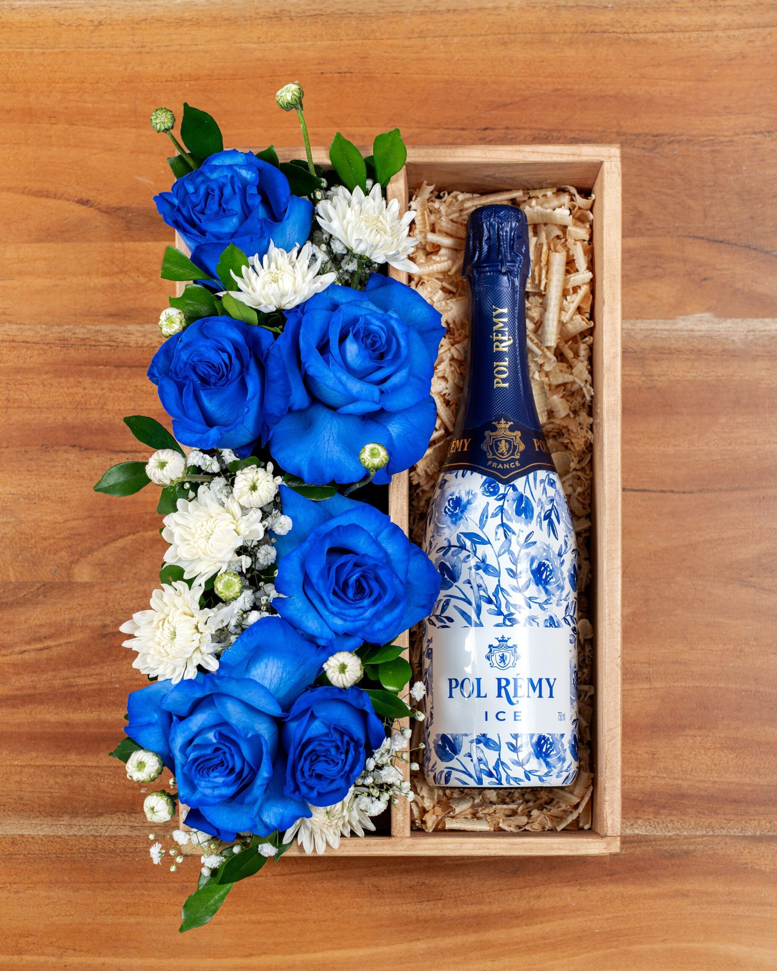 Flores y Burbujas Azules